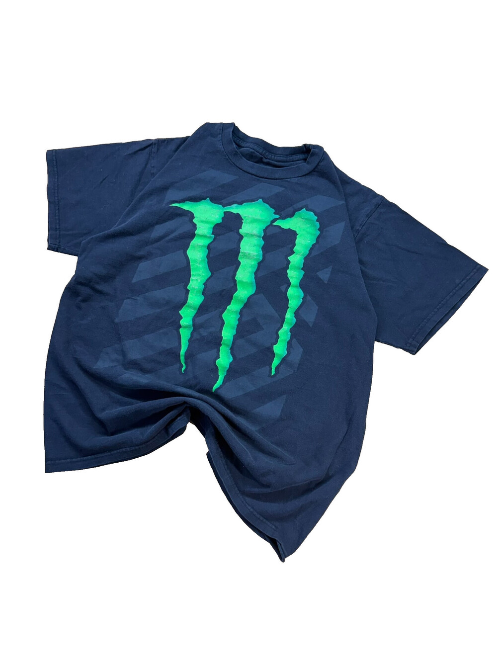 Monster Energy Tee Mens Large Black Green Y2K Logo Graphic Crew Neck Skater
